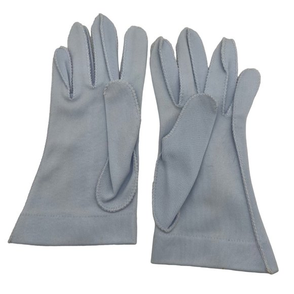 Womens VIntage Day Gloves Baby Blue Size 6 Double Woven 8 in Long - Picture 3 of 7